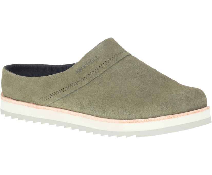 Buty Merrell Juno Clog Suede - Slip Ons Damskie Merrell - Oliwkowe [ELBWI-8297]